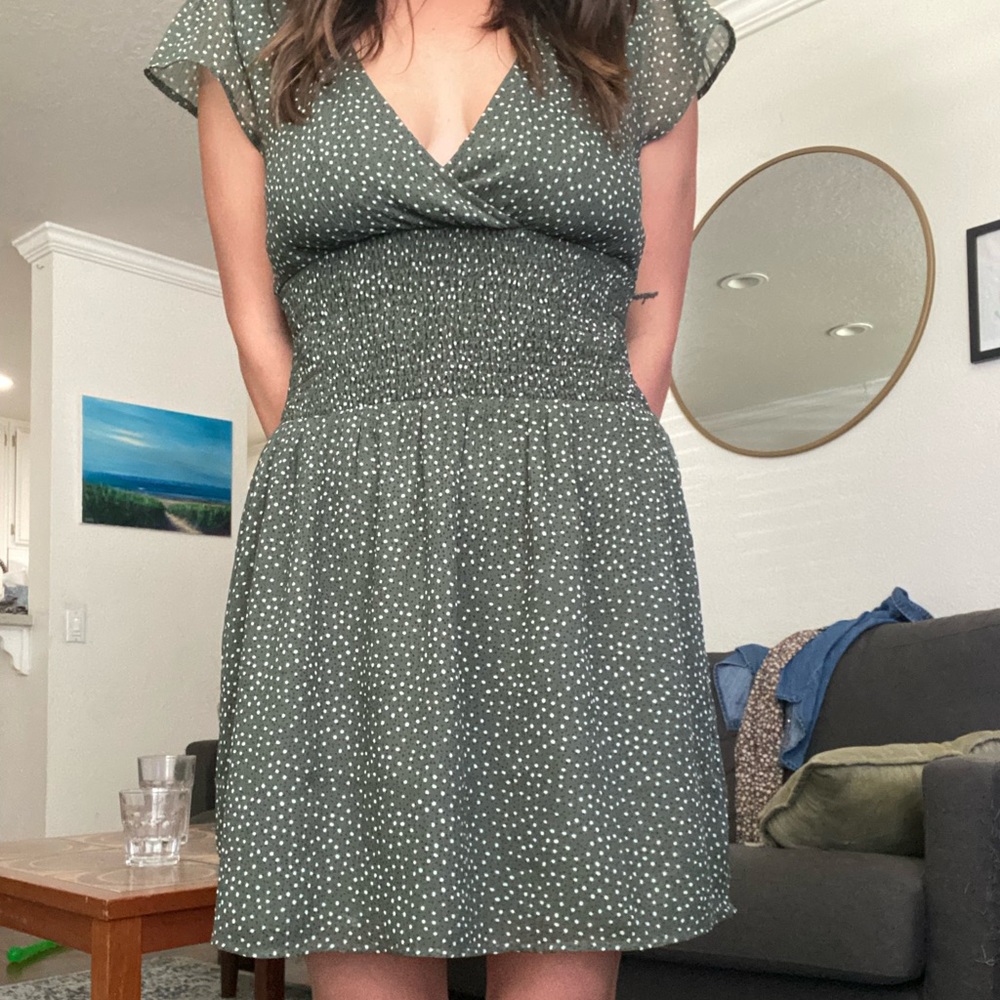 Green polka dot dress